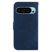 For Google Pixel 9 Pro Little Tiger Embossed Leather Phone Case(Dark Blue)