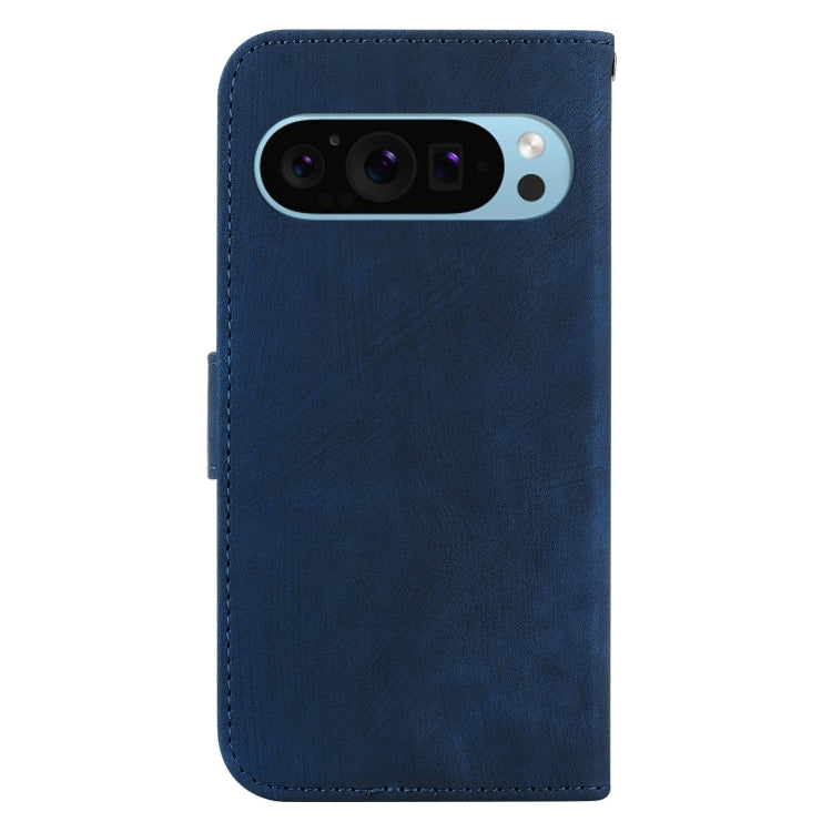 For Google Pixel 9 Pro Little Tiger Embossed Leather Phone Case(Dark Blue)