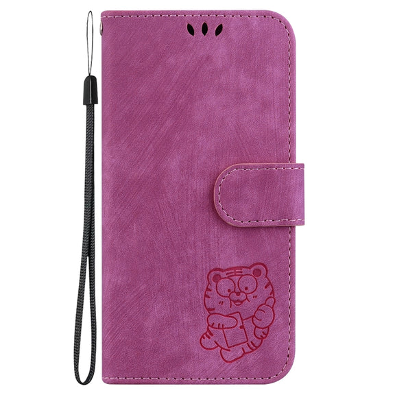 For Google Pixel 9 Pro Little Tiger Embossed Leather Phone Case(Rose Red)