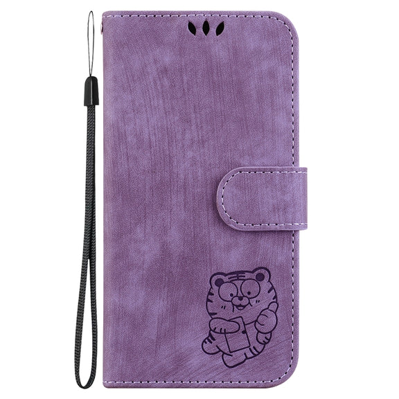 For Google Pixel 9 Little Tiger Embossed Leather Phone Case(Purple)