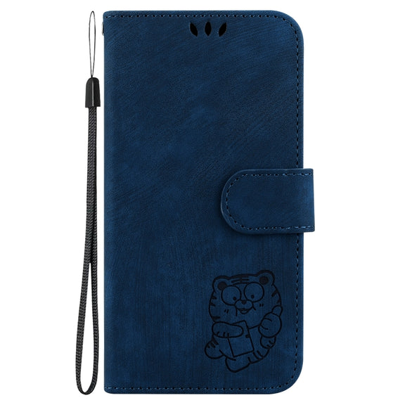 For Google Pixel 9 Little Tiger Embossed Leather Phone Case(Dark Blue)