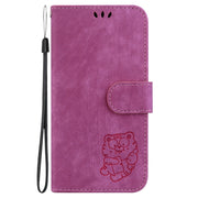 For Google Pixel 9 Little Tiger Embossed Leather Phone Case(Rose Red)