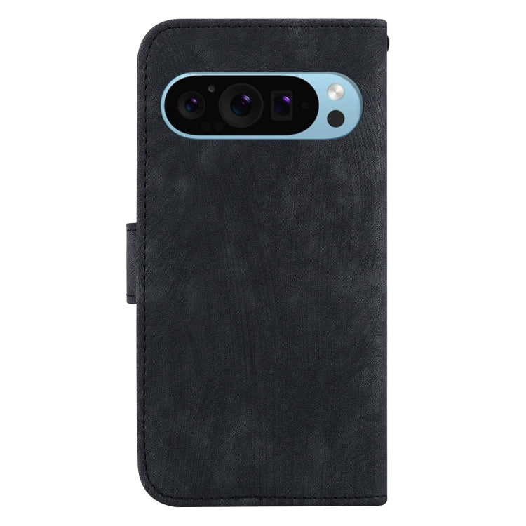 For Google Pixel 9 Little Tiger Embossed Leather Phone Case(Black)