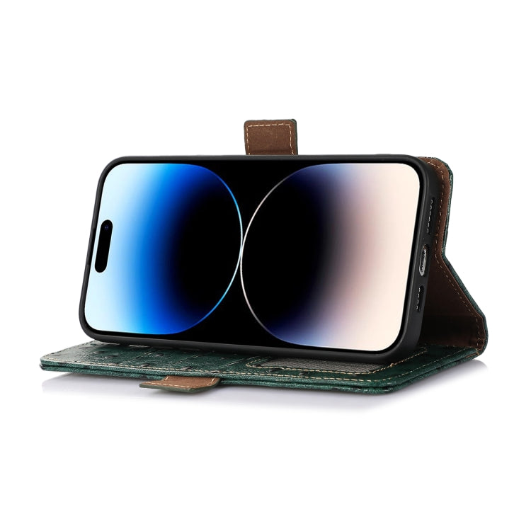 For Sony Xperia 5 V Ostrich Pattern Genuine Leather RFID Phone Case(Green) - Sony Cases by PMC TechLife | Online Shopping South Africa | PMC TechLife | Buy Now Pay Later Mobicred