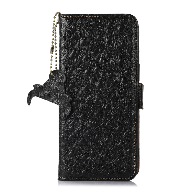 For Sony Xperia 5 V Ostrich Pattern Genuine Leather RFID Phone Case(Black) - Sony Cases by PMC TechLife | Online Shopping South Africa | PMC TechLife | Buy Now Pay Later Mobicred