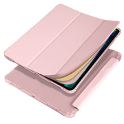 For iPad Air 13 2024 / iPad Pro 12.9 (2020) / iPad Pro 12.9(2018) 3-folding Horizontal Flip PU Leather + Shockproof TPU Tablet Case with Holder & Pen Slot(Pink)