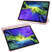 For iPad Air 13 2024 / iPad Pro 12.9 (2020) / iPad Pro 12.9(2018) 3-folding Horizontal Flip PU Leather + Shockproof TPU Tablet Case with Holder & Pen Slot(Pink)