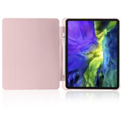 For iPad Air 13 2024 / iPad Pro 12.9 (2020) / iPad Pro 12.9(2018) 3-folding Horizontal Flip PU Leather + Shockproof TPU Tablet Case with Holder & Pen Slot(Pink)