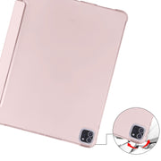 For iPad Air 13 2024 / iPad Pro 12.9 (2020) / iPad Pro 12.9(2018) 3-folding Horizontal Flip PU Leather + Shockproof TPU Tablet Case with Holder & Pen Slot(Pink)