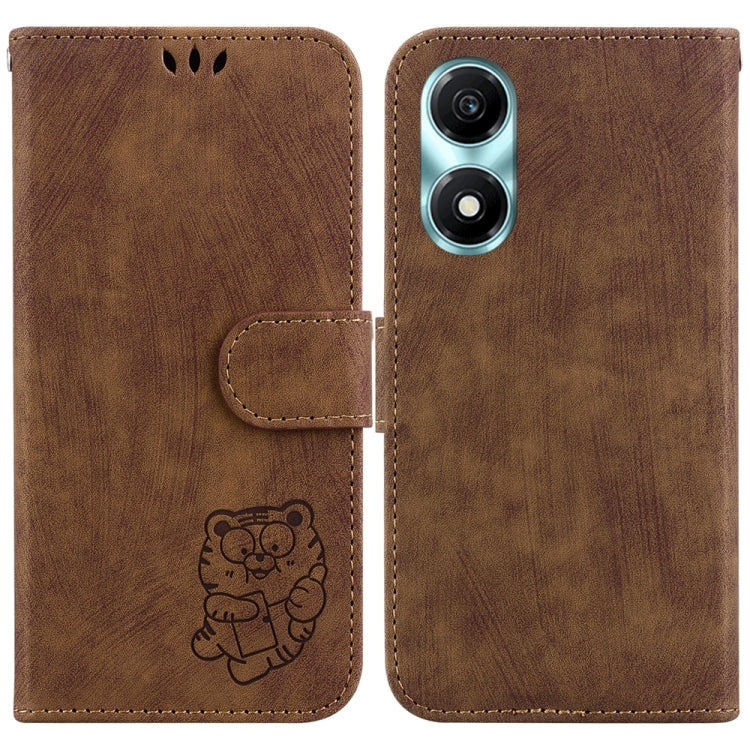 For Honor X5 Plus / Play 40C Little Tiger Embossed Leather Phone Case(Brown) - Honor Cases by PMC TechLife | Online Shopping South Africa | PMC TechLife