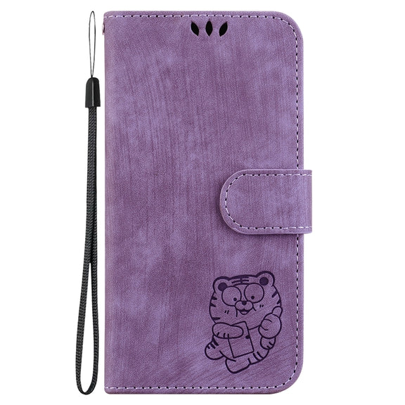 For Honor Magic6 Pro Little Tiger Embossed Leather Phone Case(Purple)