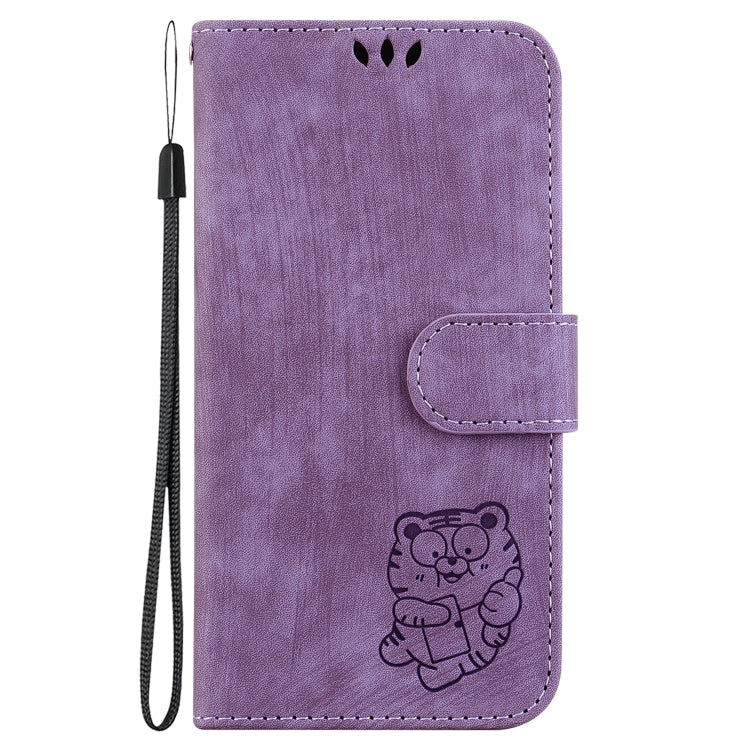 For Honor Magic6 Pro Little Tiger Embossed Leather Phone Case(Purple)