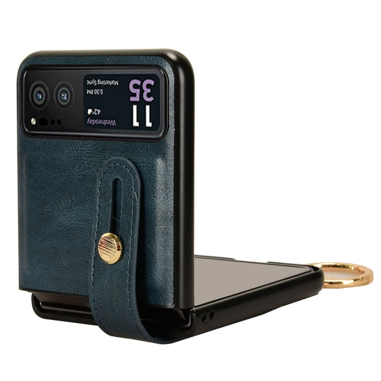 For Motorola Razr 40 Wristband Leather Back Phone Case(Blue) - Motorola Cases by PMC TechLife | Online Shopping South Africa | PMC TechLife