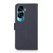 For Honor X50i 5G/90 Lite KHAZNEH Side-Magnetic Litchi Genuine Leather RFID Phone Case(Blue)