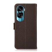 For Honor X50i 5G/90 Lite KHAZNEH Side-Magnetic Litchi Genuine Leather RFID Phone Case(Brown)