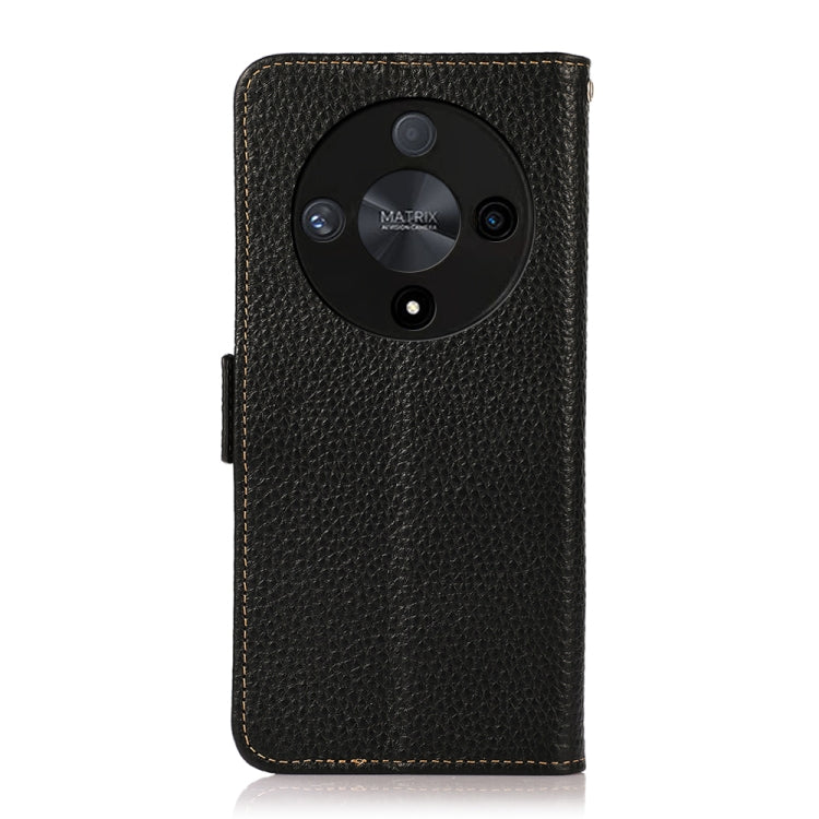 For Honor X9B KHAZNEH Side-Magnetic Litchi Genuine Leather RFID Phone Case(Black) - Honor Cases by PMC TechLife | Online Shopping South Africa | PMC TechLife | Buy Now Pay Later Mobicred