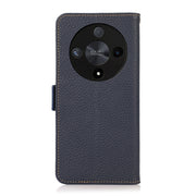 For Honor X9B KHAZNEH Side-Magnetic Litchi Genuine Leather RFID Phone Case(Blue)