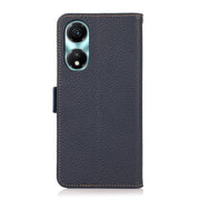 For Honor X5 Plus KHAZNEH Side-Magnetic Litchi Genuine Leather RFID Phone Case(Blue)