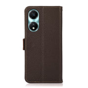 For Honor X5 Plus KHAZNEH Side-Magnetic Litchi Genuine Leather RFID Phone Case(Brown)