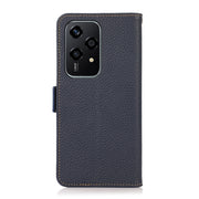 For Honor 200 Lite Global KHAZNEH Side-Magnetic Litchi Genuine Leather RFID Phone Case(Blue)