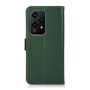 For Honor 200 Lite Global KHAZNEH Side-Magnetic Litchi Genuine Leather RFID Phone Case(Green)