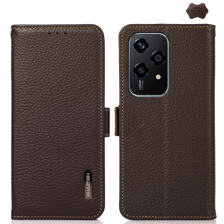 For Honor 200 Lite Global KHAZNEH Side-Magnetic Litchi Genuine Leather RFID Phone Case(Brown) - free shipping - PMC TechLife - Order now!