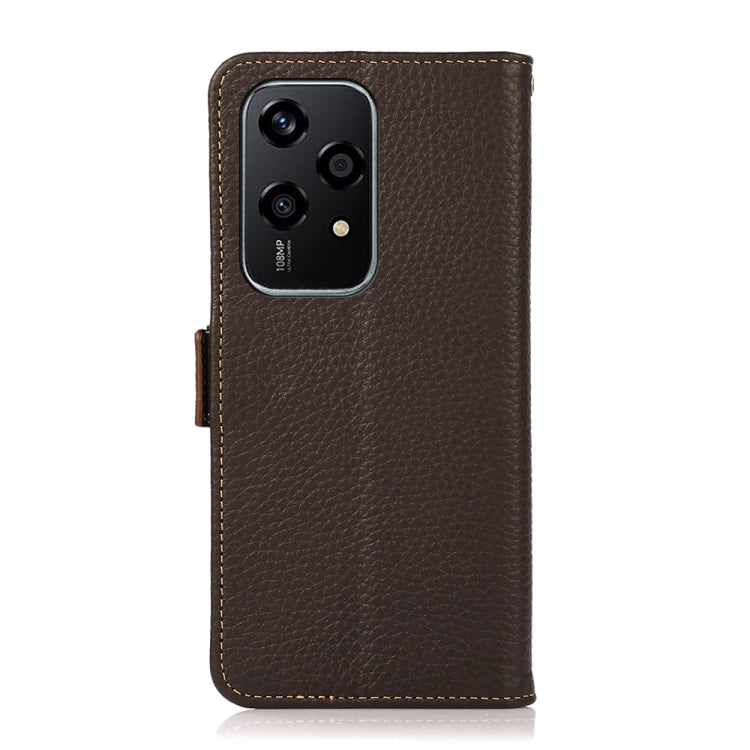 For Honor 200 Lite Global KHAZNEH Side-Magnetic Litchi Genuine Leather RFID Phone Case(Brown) - free shipping - PMC TechLife - Order now!