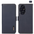 For Honor 200 Pro KHAZNEH Side-Magnetic Litchi Genuine Leather RFID Phone Case(Blue) - Honor Cases by PMC TechLife | Online Shopping South Africa | PMC TechLife | Buy Now Pay Later Mobicred