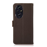 For Honor 200 Pro KHAZNEH Side-Magnetic Litchi Genuine Leather RFID Phone Case(Brown)