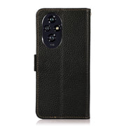 For Honor 200 KHAZNEH Side-Magnetic Litchi Genuine Leather RFID Phone Case(Black)