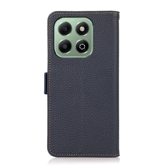 For Honor X6b KHAZNEH Side-Magnetic Litchi Genuine Leather RFID Phone Case(Blue)