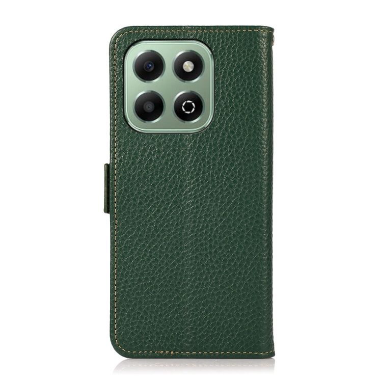 For Honor X6b KHAZNEH Side-Magnetic Litchi Genuine Leather RFID Phone Case(Green)