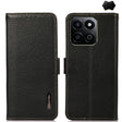 For Honor 200 Smart / Play 60 Plus KHAZNEH Side-Magnetic Litchi Genuine Leather RFID Phone Case(Black) - Honor Cases by PMC TechLife | Online Shopping South Africa | PMC TechLife | Buy Now Pay Later Mobicred
