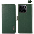 For Honor 200 Smart / Play 60 Plus KHAZNEH Side-Magnetic Litchi Genuine Leather RFID Phone Case(Green) - Honor Cases by PMC TechLife | Online Shopping South Africa | PMC TechLife | Buy Now Pay Later Mobicred