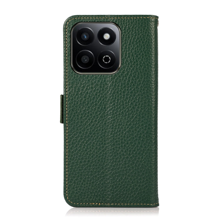 For Honor 200 Smart / Play 60 Plus KHAZNEH Side-Magnetic Litchi Genuine Leather RFID Phone Case(Green)