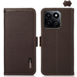 For Honor 200 Smart / Play 60 Plus KHAZNEH Side-Magnetic Litchi Genuine Leather RFID Phone Case(Brown) - Honor Cases by PMC TechLife | Online Shopping South Africa | PMC TechLife | Buy Now Pay Later Mobicred
