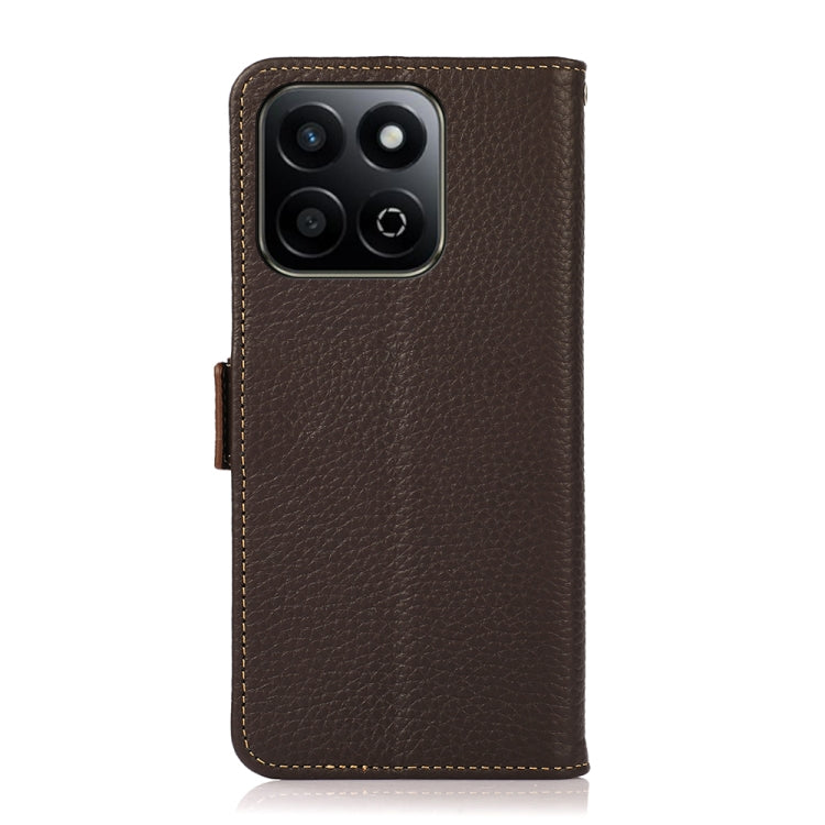 For Honor 200 Smart / Play 60 Plus KHAZNEH Side-Magnetic Litchi Genuine Leather RFID Phone Case(Brown) - Honor Cases by PMC TechLife | Online Shopping South Africa | PMC TechLife | Buy Now Pay Later Mobicred