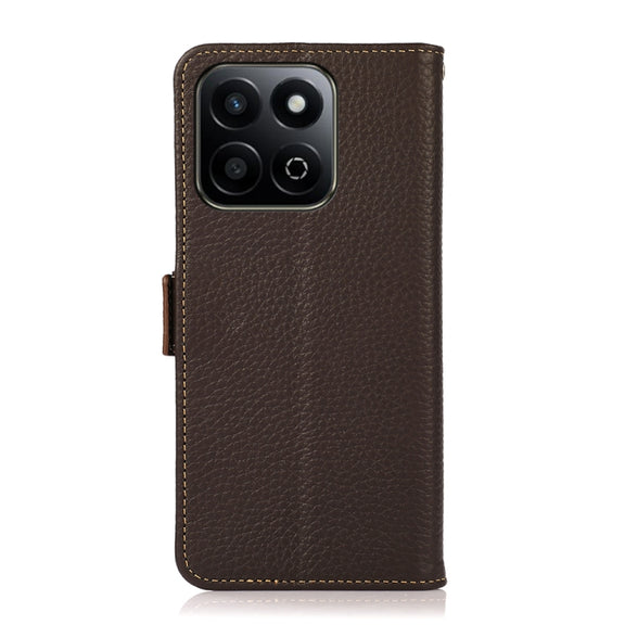For Honor 200 Smart / Play 60 Plus KHAZNEH Side-Magnetic Litchi Genuine Leather RFID Phone Case(Brown)