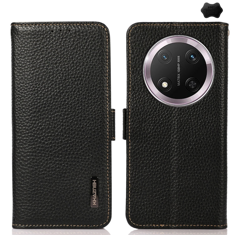 For Honor X9c KHAZNEH Side-Magnetic Litchi Genuine Leather RFID Phone Case(Black) - Honor Cases by PMC TechLife | Online Shopping South Africa | PMC TechLife | Buy Now Pay Later Mobicred