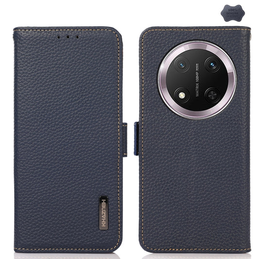 For Honor X9c KHAZNEH Side-Magnetic Litchi Genuine Leather RFID Phone Case(Blue) - Honor Cases by PMC Jewellery | Online Shopping South Africa | PMC Jewellery | Buy Now Pay Later Mobicred