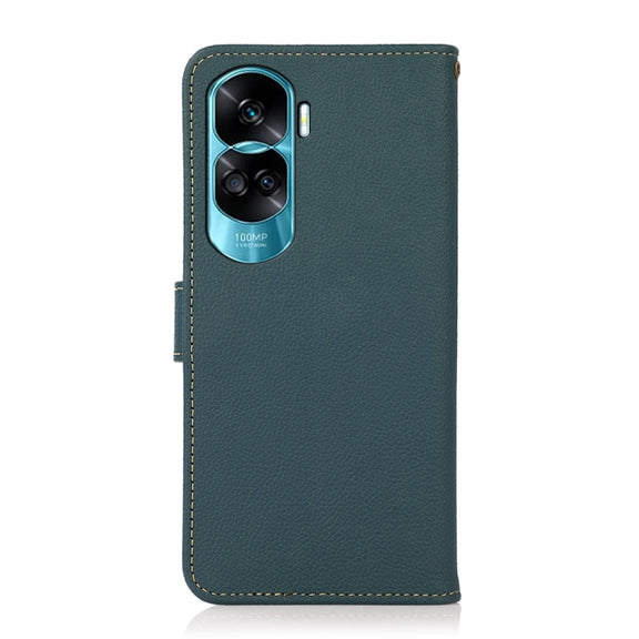 For Honor X50i 5G/90 Lite KHAZNEH Custer Genuine Leather RFID Phone Case(Green)