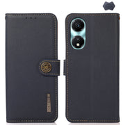 For Honor X5 Plus KHAZNEH Custer Genuine Leather RFID Phone Case(Blue)
