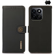 For Honor Play 60 Plus / 200 Smart KHAZNEH Custer Genuine Leather RFID Phone Case(Black) - Honor Cases by PMC TechLife | Online Shopping South Africa | PMC TechLife | Buy Now Pay Later Mobicred