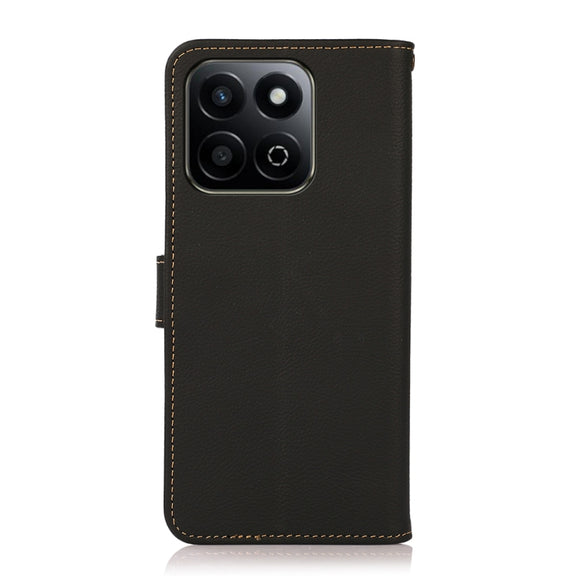 For Honor Play 60 Plus / 200 Smart KHAZNEH Custer Genuine Leather RFID Phone Case(Black)