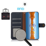 For Honor Play 60 Plus / 200 Smart KHAZNEH Custer Genuine Leather RFID Phone Case(Blue)