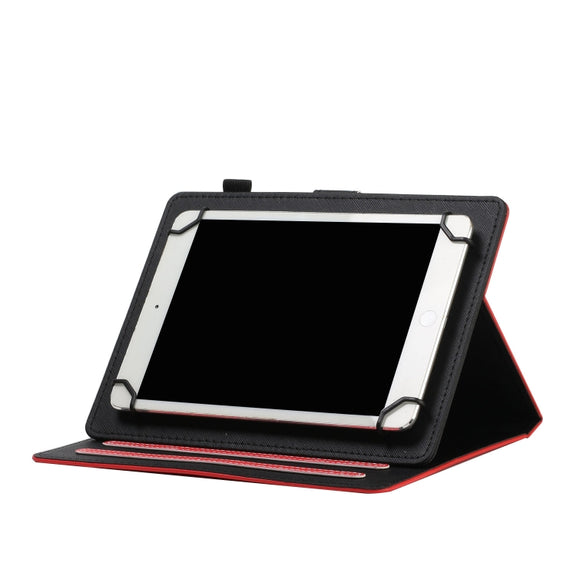 For 10 inch Universal Solid Color Horizontal Flip Leather Case with Card Slots & Holder & Pen Slot(Red)