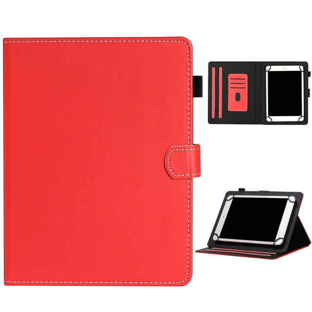 For 10 inch Universal Solid Color Horizontal Flip Leather Case with Card Slots & Holder & Pen Slot(Red)