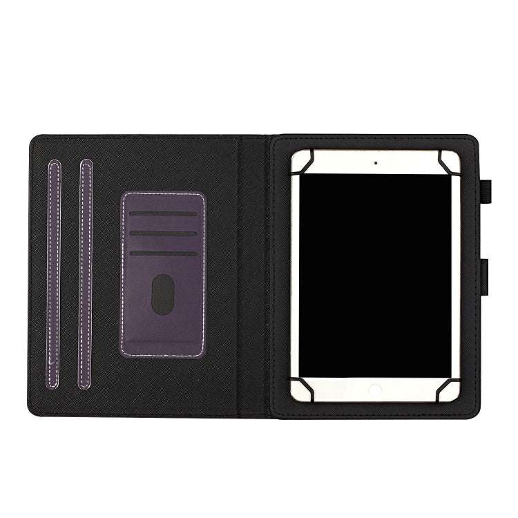 For 10 inch Universal Solid Color Horizontal Flip Leather Case with Card Slots & Holder & Pen Slot(Purple)