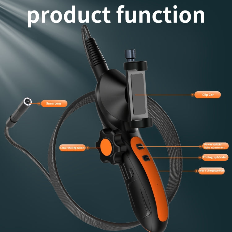 F180 8mm Lens 360 degree Free Spins Automotive Repair Endoscope, Spec:2m Soft Tube