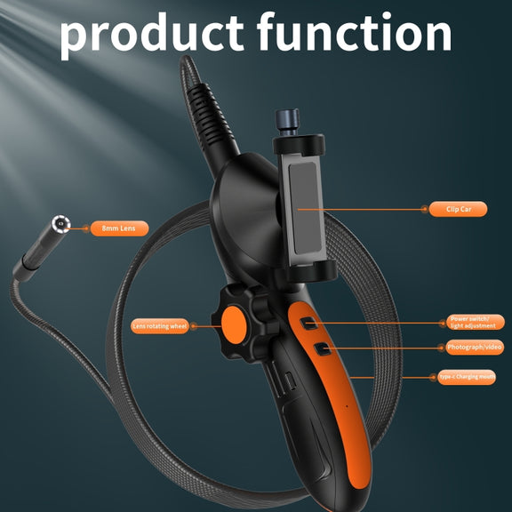 F180 8mm Lens 360 degree Free Spins Automotive Repair Endoscope, Spec:3m Soft Tube